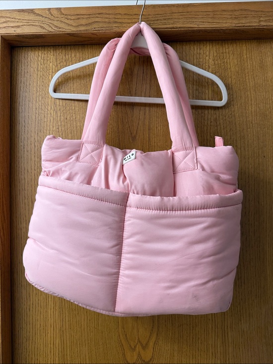 Wilo The Label Handbags - Quilted Pink Puffer Tote Bag with Padded Handles